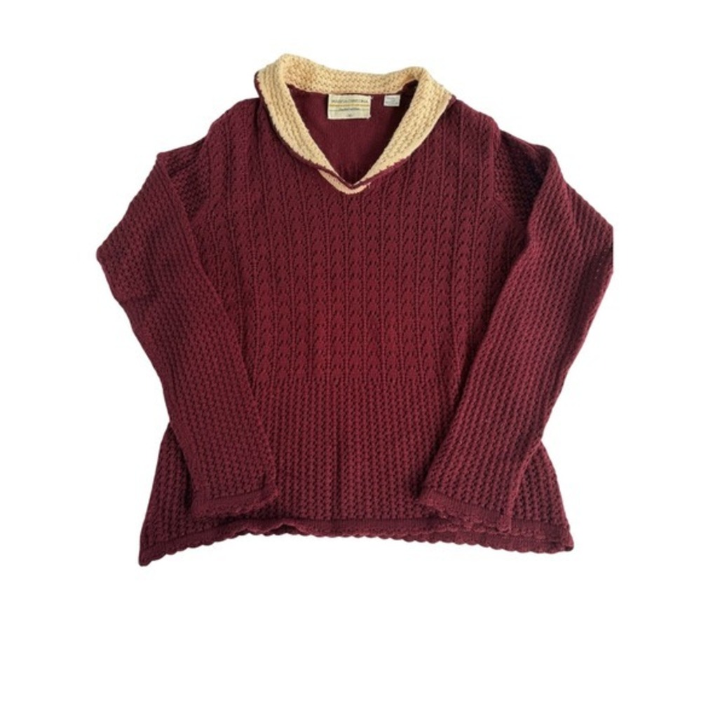 Vintage Marisa Christina Limited Edition Maroon V Neck Sweater 100% Wool Med